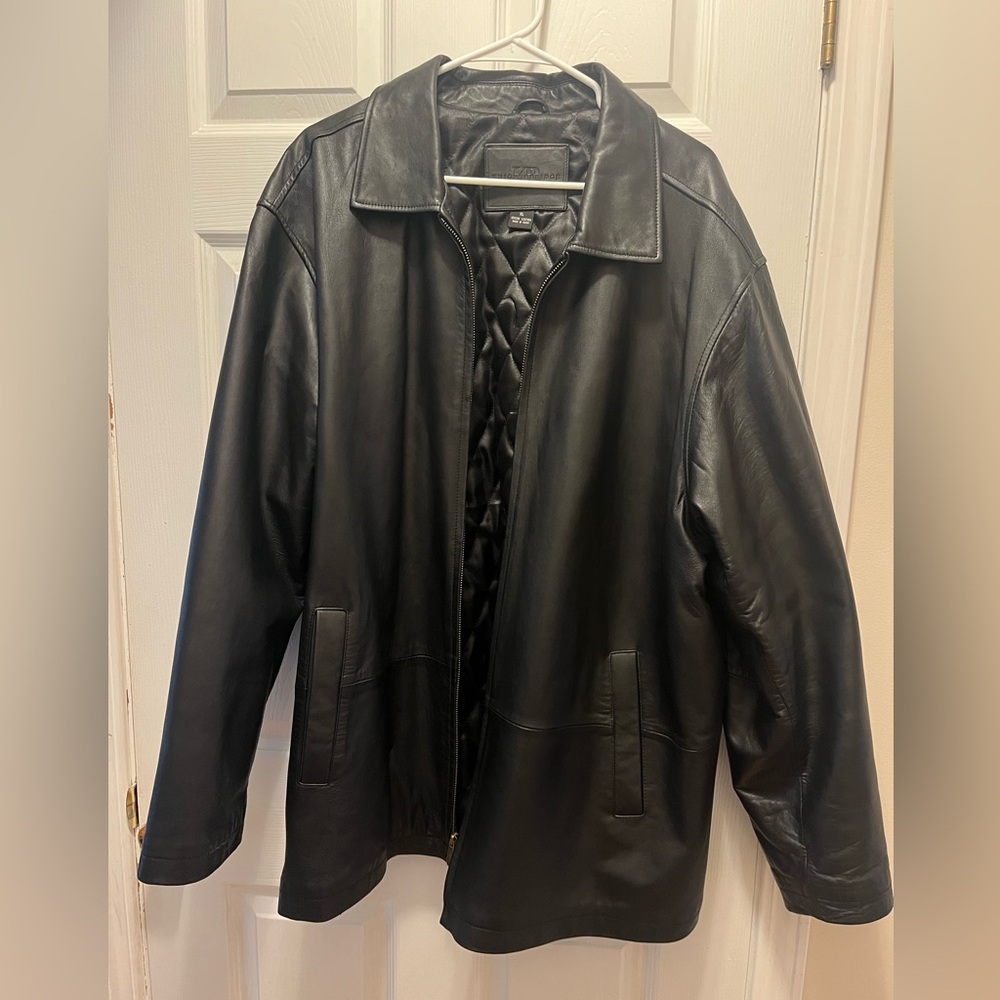 Knightsbridge Men’s Genuine Leather Jacket Zip Up Quilted Interior Size XL